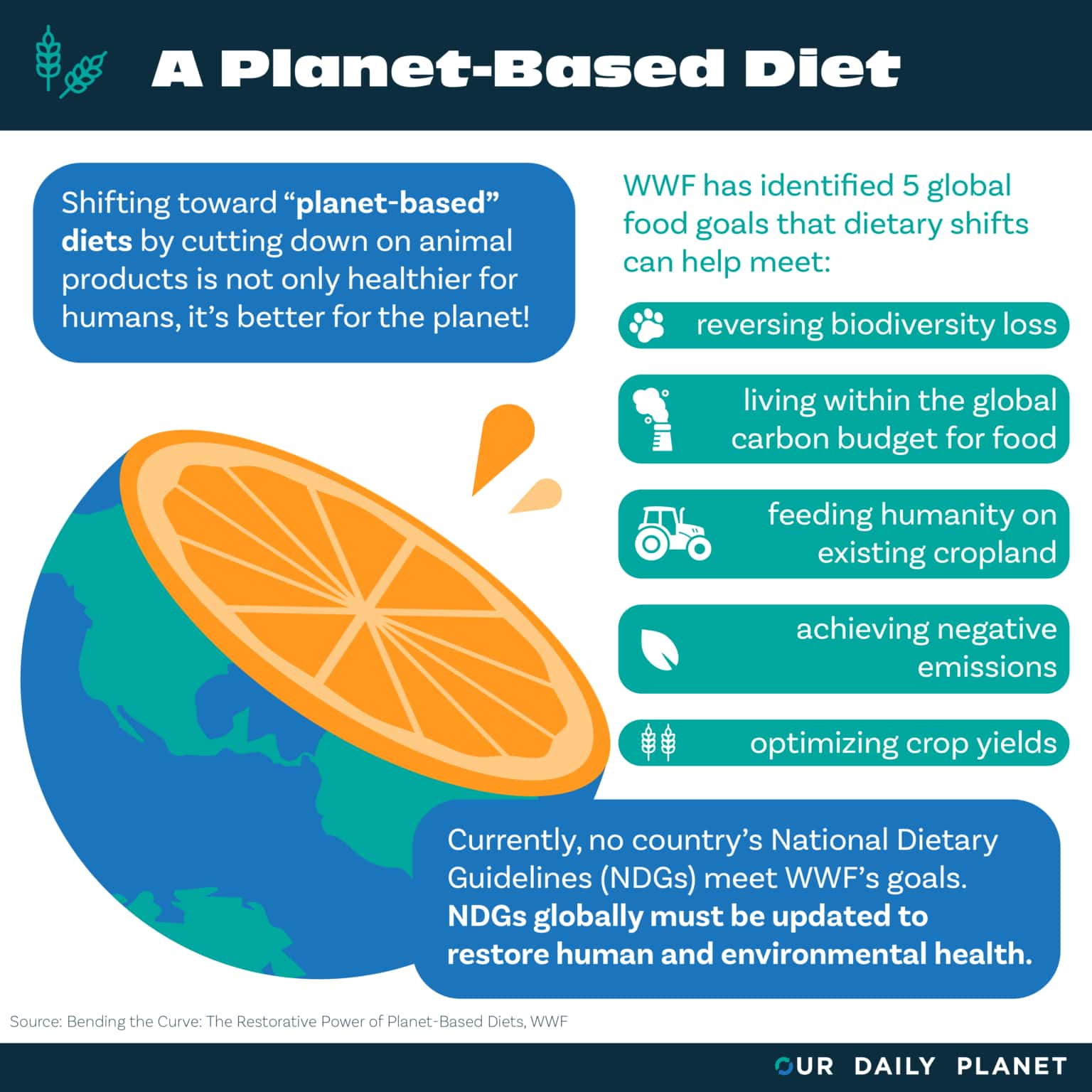 Data from Bending the Curve: The Restorative Power of Plant Based Diets from WWF.